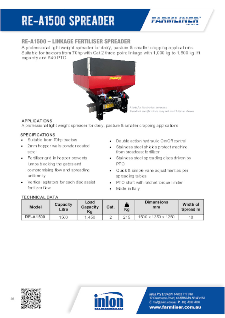 RE-A1500 Fertiliser Spreader